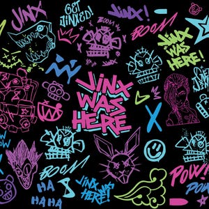 Jinx Graffiti SVG PNG-bundel | Op straatkunst geïnspireerde gesneden bestanden | Gamermeisje-SVG | Cricut-ontwerpen in mysterieuze stijl | Digitale clipart downloaden