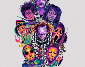 Scary Movie Icons PNG Bundle: Halloween Horror Clipart (Digital Download)