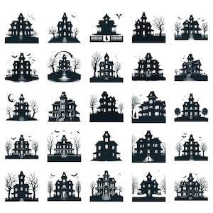 Haunted House SVG Bundle | Spooky Halloween Clipart | Haunted Mansion PNG | Cricut & Silhouette Cut Files