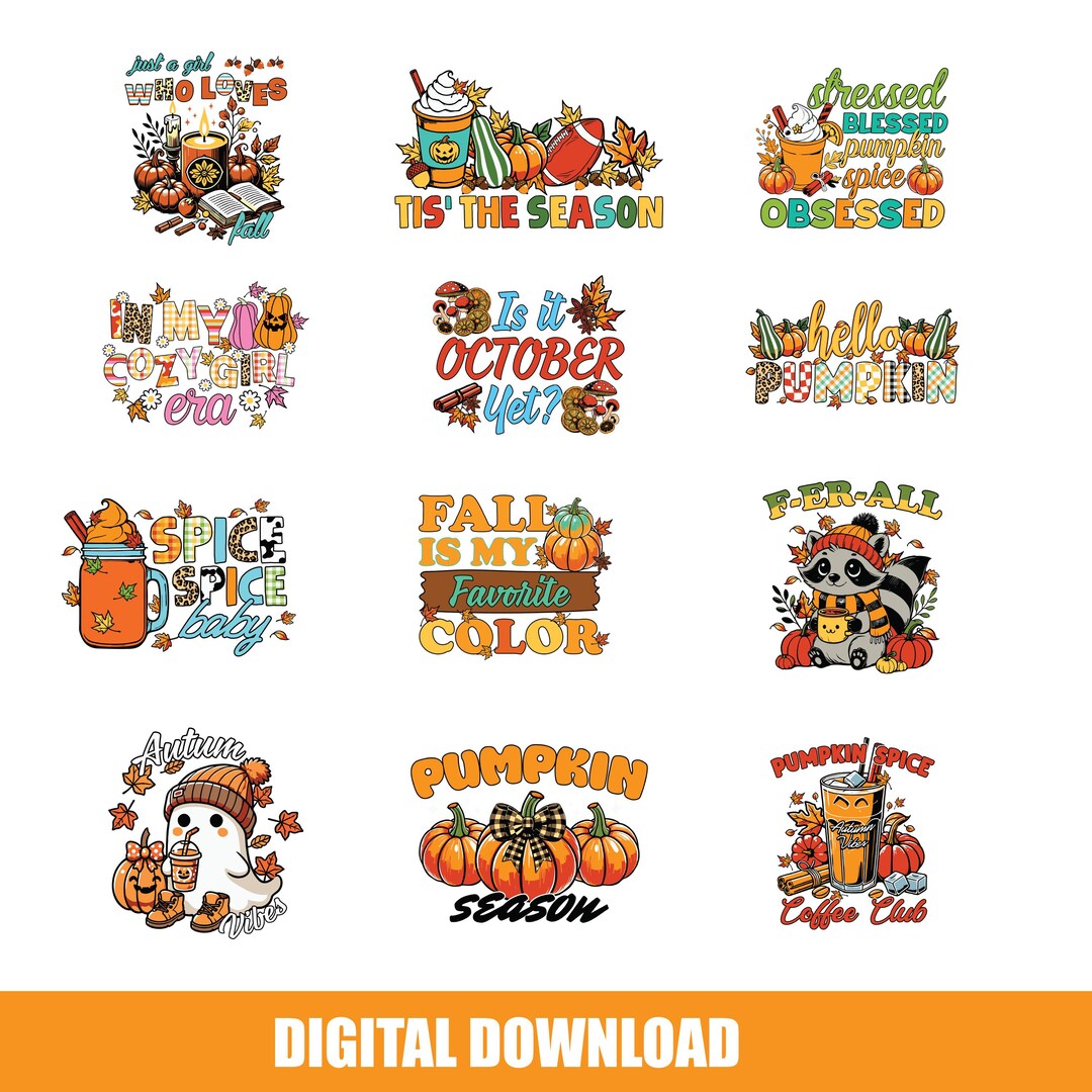 Fall PNG Bundle: Autumn Clipart for Sublimation (digital Download) - Etsy