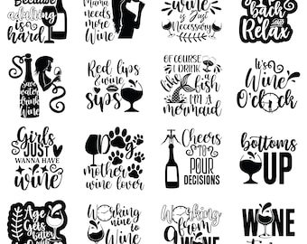 Wine Quotes SVG Bundle: Funny Wine Lover Designs (Digital Download)