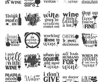 Wine Quotes SVG Bundle: Funny Wine Lover Designs (Digital Download)