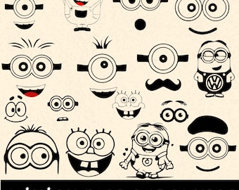 Minion Face SVG Bundle: Funny Cartoon Cut Files (Digital Download