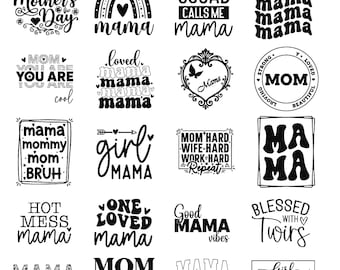 Mama Zitate SVG Bundle, Mama Leben Sublimationsdesigns, lustige Mama Sprüche Clipart, Muttertag PNG digitaler Download