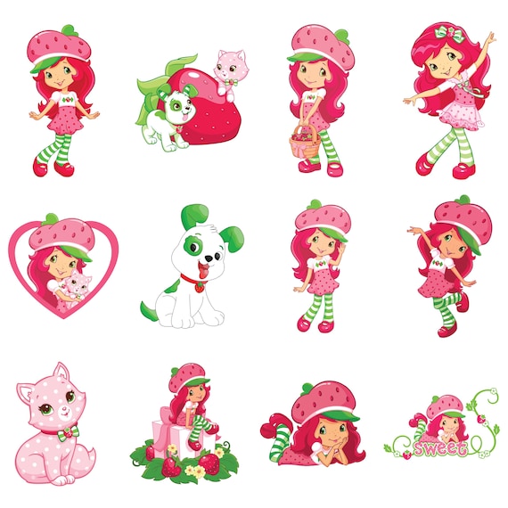 Retro 80s Strawberry Cartoon PNG: Kawaii Clipart, Sublimation Design (Digital Download)