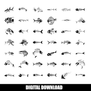 Fish Skeleton SVG Bundle | Fishing Svg |Skeleton Fish Clipart | Fish Bones PNG | Fisherman SVG |Cricut Silhouette Cut Files|Digital Download