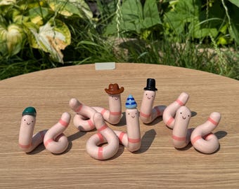 Ceramic Worm, randomly selected worm, Cute Ceramic Trinket