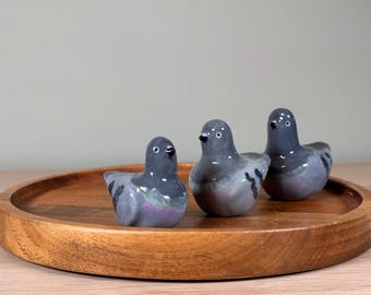 Handmade Ceramic Pigeon Figure: One Pigeon, Quirky Bird Art, Desk Decor