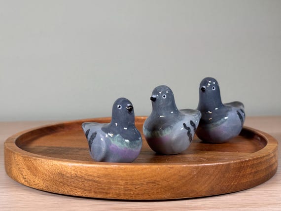 Handmade Ceramic Pigeon Figure: One Pigeon, Quirky Bird Art, Desk Decor