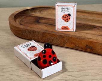 Mariquita de caja de cerillas hecha a mano: Decoración de animales pequeños