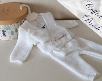 Cajita bebe personalizada, Set bebe, set tejido personalizado, pijama bebe bordado, set nacimiento bordado, set bebe personalizado
