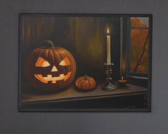 Printable Halloween Wall Art - Jack o Lantern fall autumn