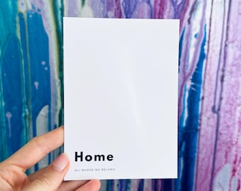 Postkarte Home - (N) Onde Sollte - Karte zum Einzug ,neues Zuhause Karte, Geschenk Umzug, Einzugskarte Minimalistisch, schwarz weiß