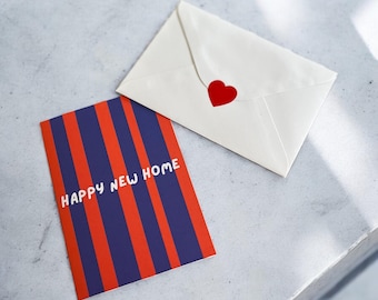 Grußkarte Happy New Home, „Einzug“ Grußkarte zum Einzug ,neues Zuhause Karte , Geschenk Einzug, Einzugskarte Vibrant Block Stripes
