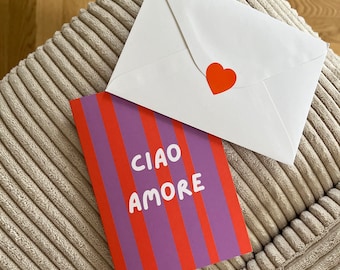 Ciao Amore Striped Greeting Card: Birthday Love