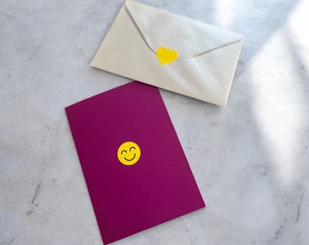 Magenta Smiley Face Card: Handmade Thank You, Birthday Grüße