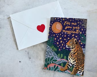Magical Tiger Greeting Card – Starry Sky Birthday Card