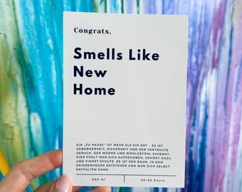 Postkarte „Smells Like New Home“ zum Einzug, neues Haus/Wohnung, Zuhause Karte, Minimalistisch, Black White Shiny