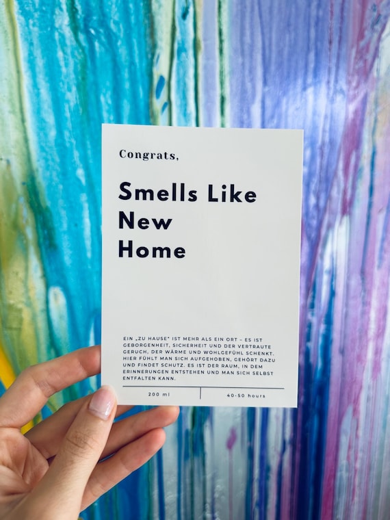 Postkarte „Smells Like New Home“ zum Einzug, neues Haus/Wohnung, Zuhause Karte, Minimalistisch, Black White Shiny