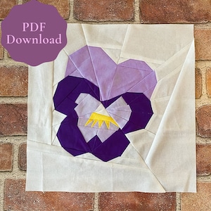 Purple Pansy Flower Foundation Paper Piecing FPP Pattern
