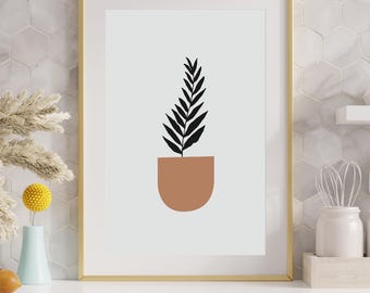 Minimalist Plant Print: Black and White Botanical Art (Digital Download