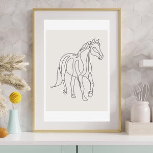 Minimalist Horse Line Art Print: Modern Equestrian Decor (Digital Download)