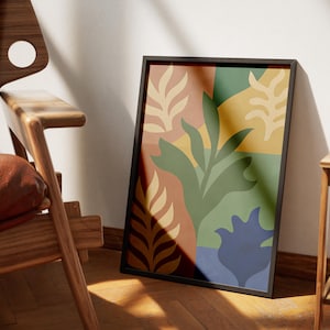 Matisse Style Botanische Illustration: Farbblock Blatt Kunst (Digitaler Download)