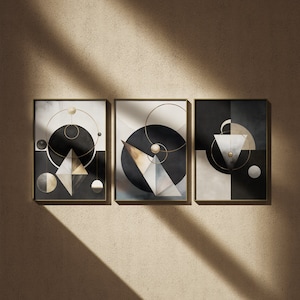 Mid-Century Modern Geometric Art Prints: Set of 3 (Digital Download)