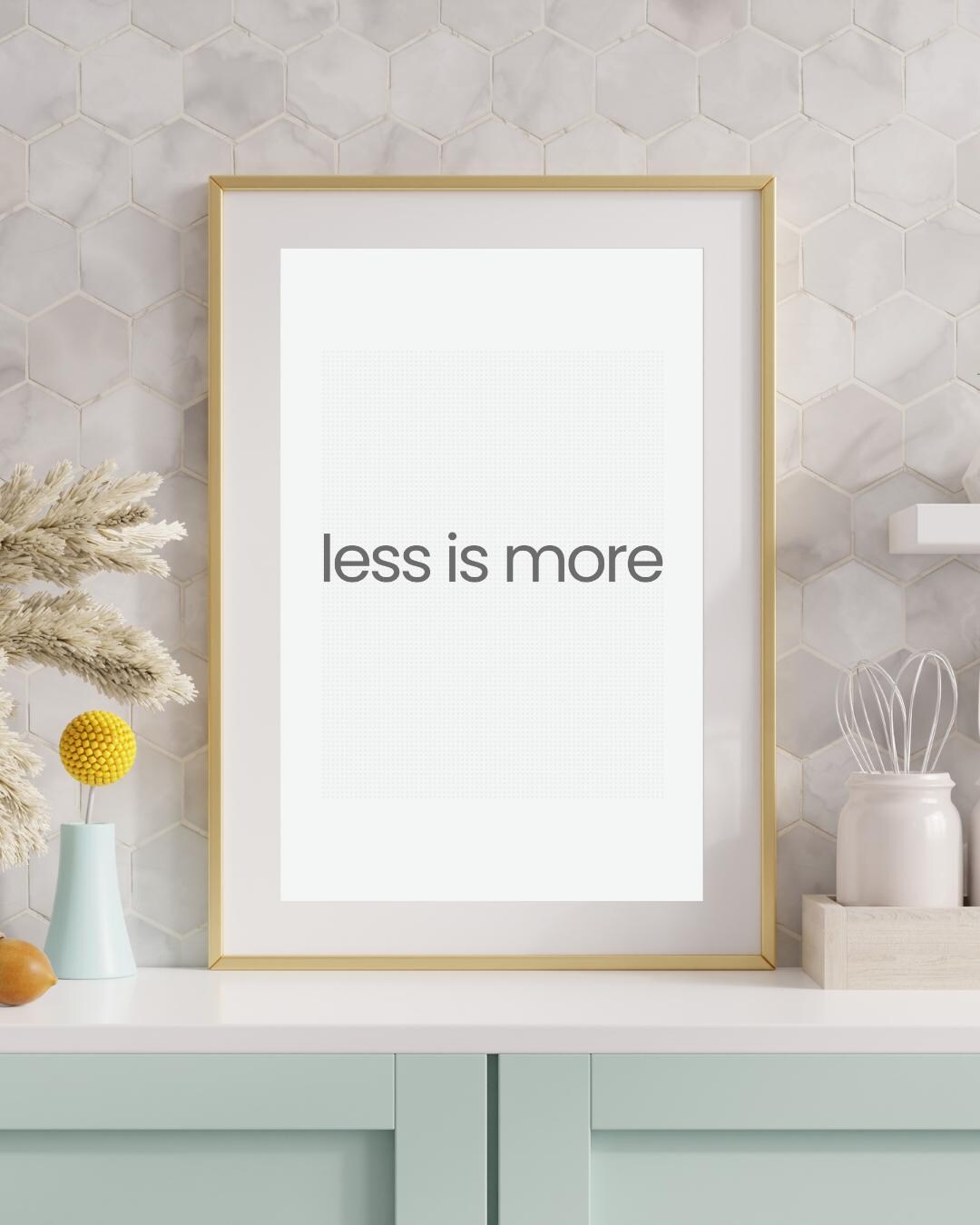 Print Less Design Minimalist Typography Print: Less is More - Modern Gray Wall Art ...