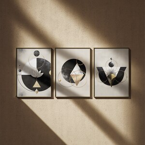 Mid-Century Modern Art Prints: Abstract Geometric Set of 3 (Digital Download)