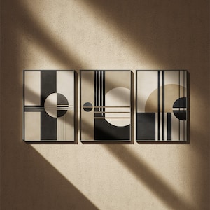 Mid-Century Modern Wall Art Prints: Abstract Geometric Set (Digital Download)