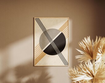 Lámina geométrica moderna de mediados de siglo: Decoración Bauhaus (descarga digital)