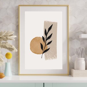 Editable Abstract Botanical Print: Minimalist Boho Wall Art (Digital Download, PDF & PNG Files)