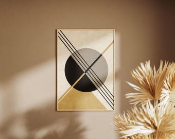 Lámina de arte moderno de mediados de siglo: Decoración Bauhaus geométrica abstracta (descarga digital)