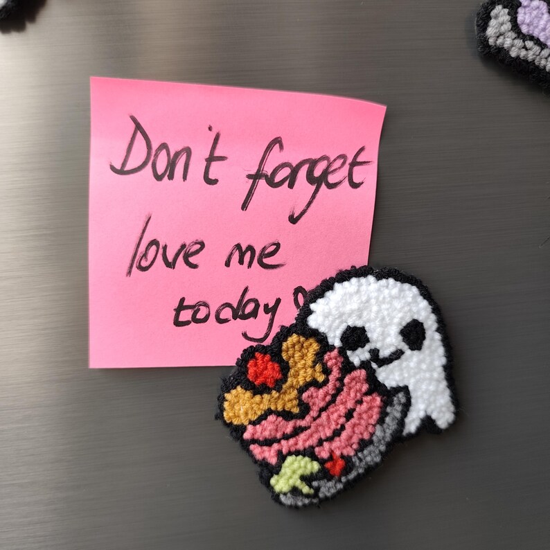 Handmade Halloween Ghost Magnets: Floral Punch Needle Fridge Decor - Etsy