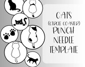 Black Cat Circle Coasters: Punch Needle Pattern (PDF Download)