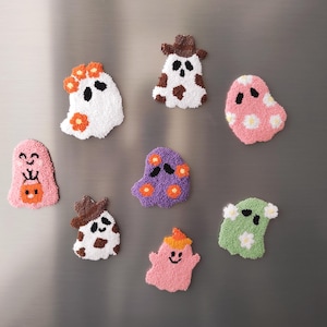 Halloween Themed Refrigerator Magnets, Unique Halloween Fridge Magnet, Halloween Gifts, Cowboy Floral Ghost Magnet
