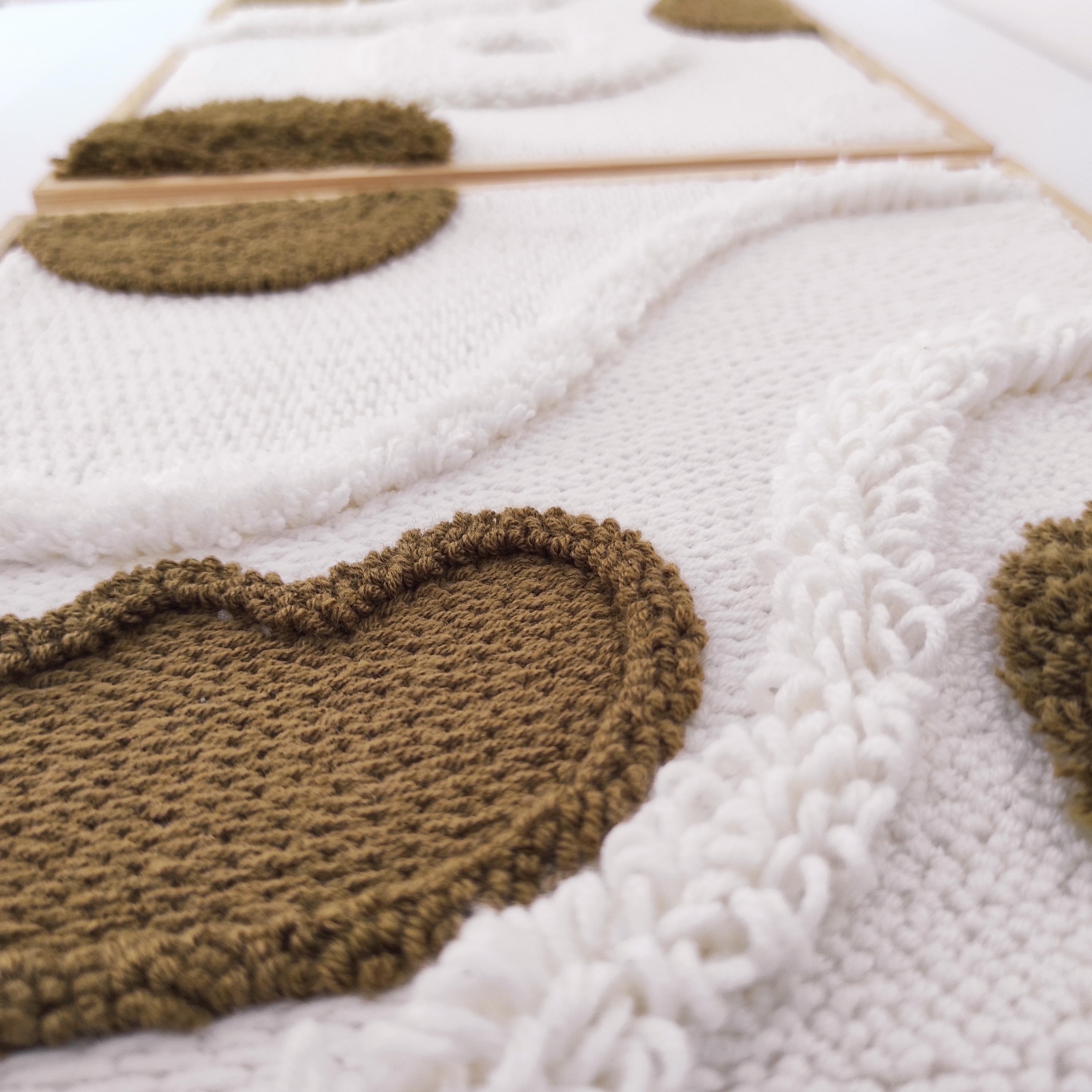 Image showcasing Modern Abstract Textile Wall Hangings, Set of 3 Punch Needle Wall Decor ...