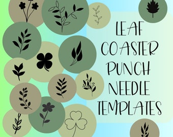 Leaf Punch Needle Templates, Leaf Patterns, Mug Rug Templates, Mug Rug, PDF Pattern for Beginner, Punch Needle Design, Embroidery Templates