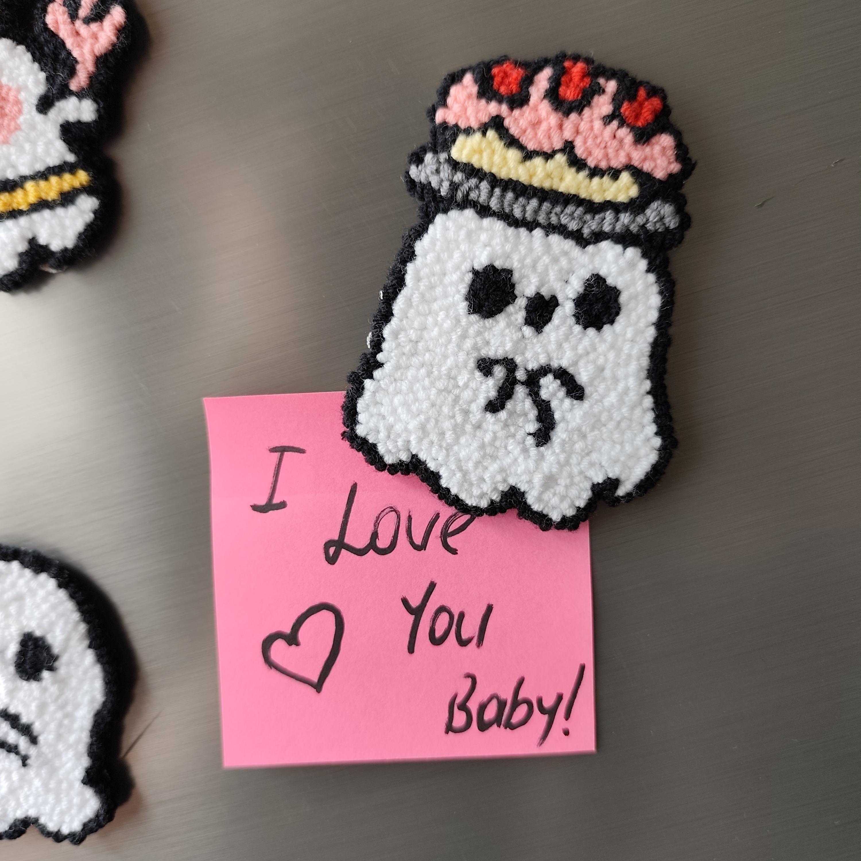 Ghost Magnets Handmade Halloween Ghost Magnets: Floral Punch Needle Fridge Decor - Etsy