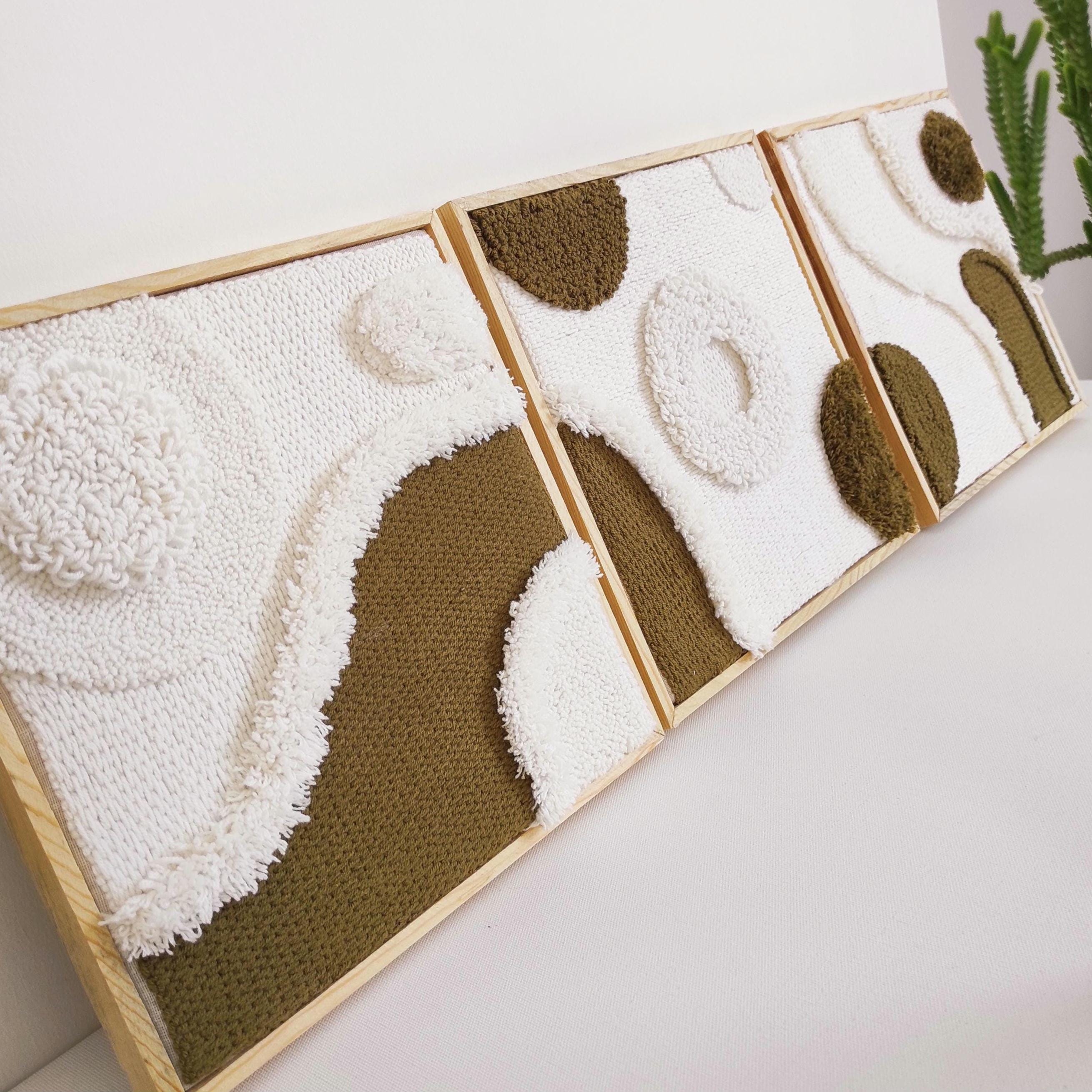 Modern Abstract Textile Wall Hangings, Set of 3 Punch Needle Wall Decor ...
