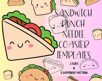 10x11 cm Sandwich Untersetzer Bowle Nadel Muster: Food Mug Rug Vorlagen (Digitaler Download)