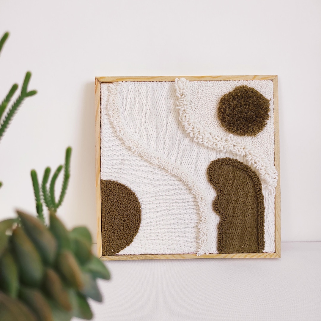 Modern Abstract Textile Wall Hangings, Set of 3 Punch Needle Wall Decor ...