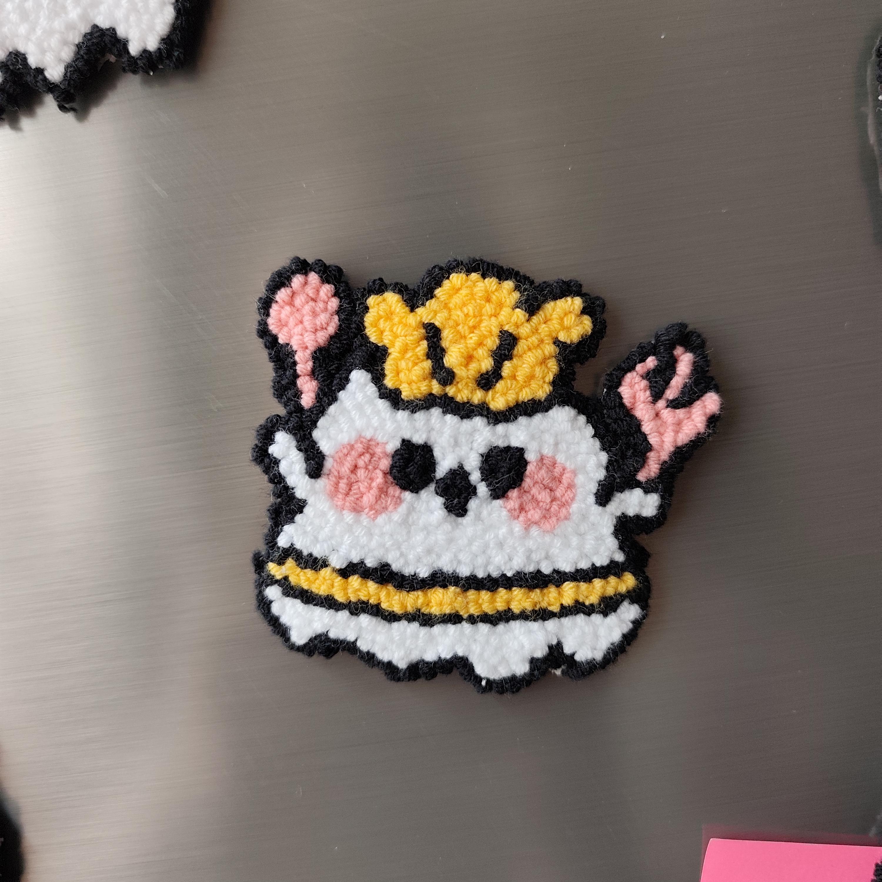 Handmade Halloween Ghost Magnets: Floral Punch Needle Fridge Decor - Etsy