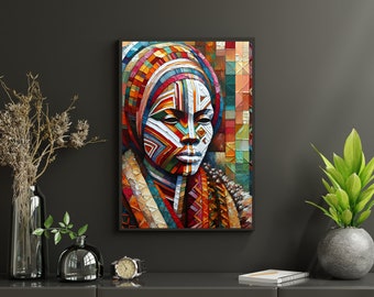 Abstract Black Woman Instant Download, African Wall Art, Digital Prints, Afrocentric Home Decor