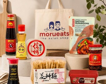 The Asian Kitchen Gift Set | 8 Japanese Korean Chinese Pantry Essentials + Canvas Bag  | Food Gift for Home Cooks