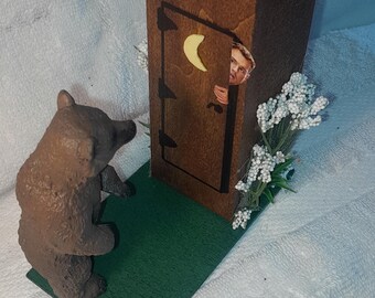 Miniature Outhouse decor - "Don't come out yet!"