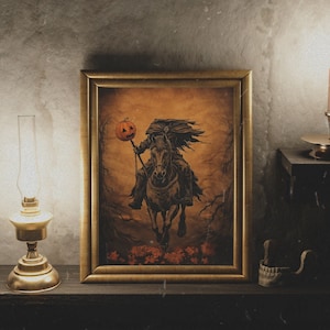 Headless Horseman print, digital download, the legend of the sleepy hollow, halloween poster, scary wall art, halloween decor