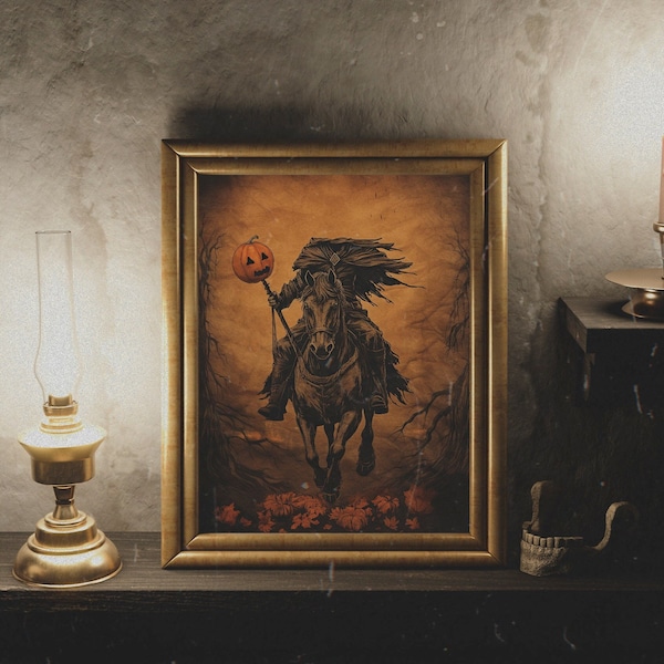 Headless Horseman print, digital download, the legend of the sleepy hollow, halloween poster, scary wall art, halloween decor