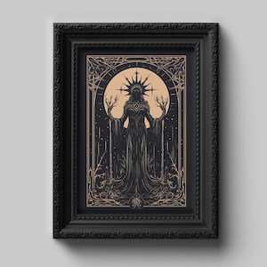 Poster della dea Ecate, arte murale pagana, stampa estetica oscura, download digitale, stampa pagana, arte murale Dark Academia, arte della stregoneria
